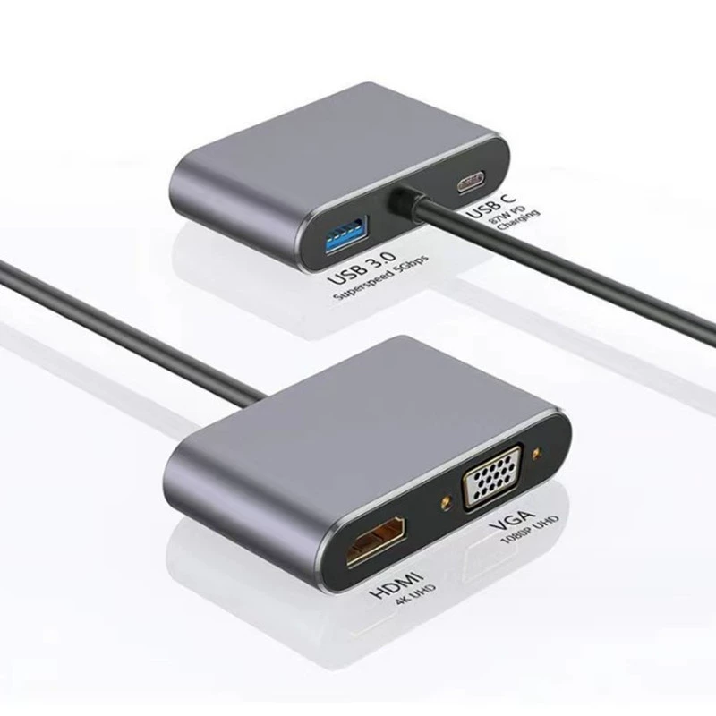 Преобразователь Type-C к HDMI+VGA+U3+PD USB3.1 на VGA Transit HDMI поддерживает 4K