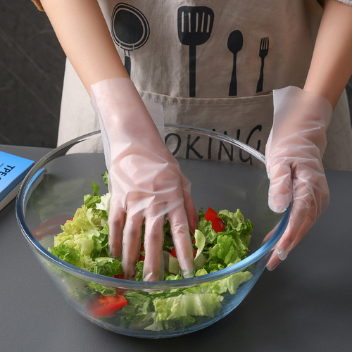 Disposable TPE gloves wholesale 100 pieces thick durable food grade catering kitchen protection baking rubber gloves