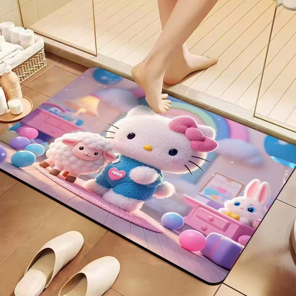 3D estereoscópico alfombra de suelo de baño inodoro puerta de absorción de agua alga de barro esterilla antideslizante inodoro doméstico puerta de entrada esterilla