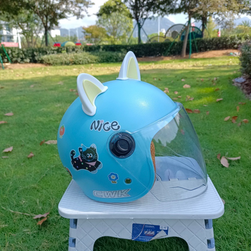 3C Certified Electric Vehicle Helmet for Kidsren Aged 1-8 Years Old, Battery Motorcycle Autumn and Winter Cotton Warm Sun Protection Safety Helmet