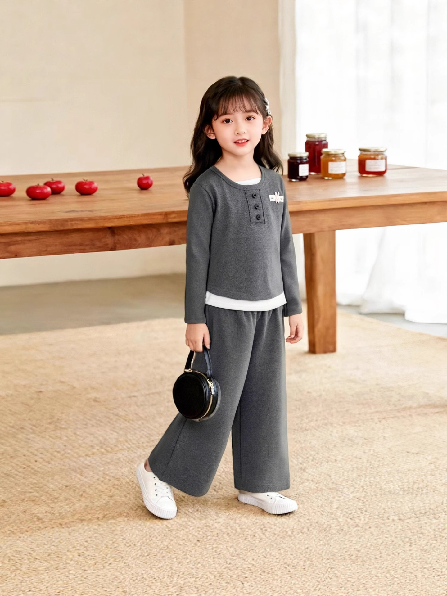 Children's Clothing Wholesale Girls' Suits 25 Autum New Kidsren's Korean Style Fashionable Soft Waxy Fake Two-Piece Tops and Pants Suits