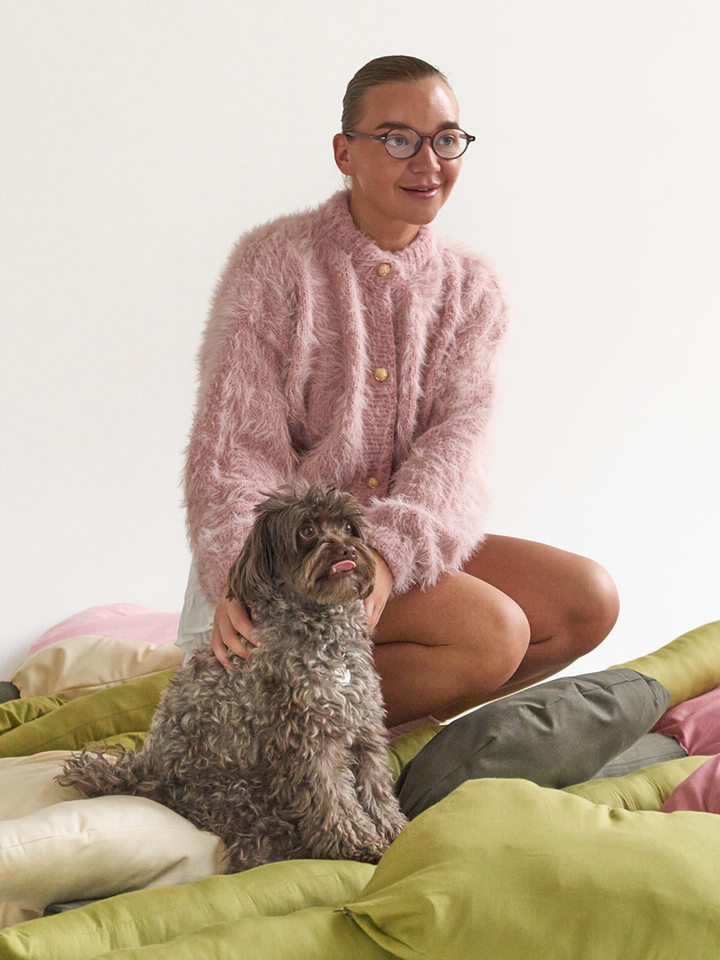 Áo cardigan len dệt kim dáng suông cổ tròn tay dài cài nút phong cách Hàn Quốc — Màu nâu, Xanh quân đội, màu hồng, Đỏ (Còn hàng) chi tiết 37