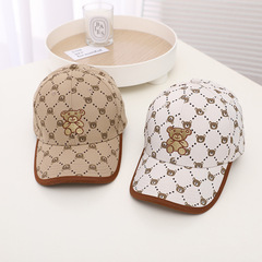 Children's hat wholesale spring and autumn new baby baseball cap Korean style sun hat with little bear cartoon duckbill hat net hat