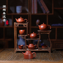 潮州传统原矿朱泥壶小容量泡茶壶冲罐手工茶壶功夫茶具宽口鼓形壶