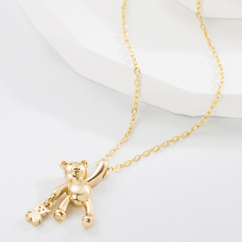 Cute Bear Copper Pendant Necklace 1 Piece