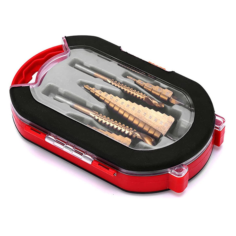 6 piezas de acero de alta velocidad de la pagoda de perforación de la ranura de sierra taladro de plástico en caja taladro de sierra traje taladro espiral