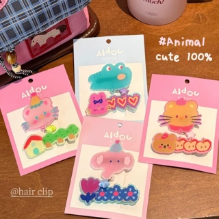 可爱卡通小动物亚克力发夹组合少女碎发鸭嘴夹发卡百搭装饰侧边夹