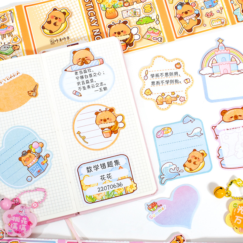 Capi Bell 40% de descuento en notas adhesivas Bolsa ziplock de alto valor Libro de visitas portátil Papel de notas rasgable Papelería para estudiantes de primaria