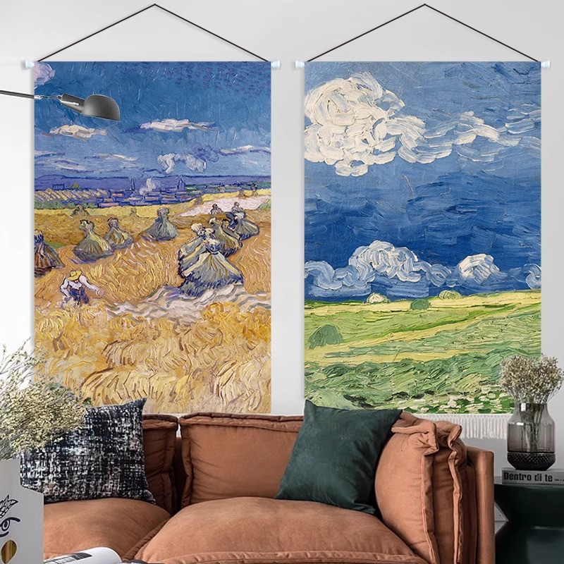 반 고흐 풍경 유화 태피스트리 입구 거실 예술 벽 장식 배경 천 교수형 천 고급 차단 교수형 그림