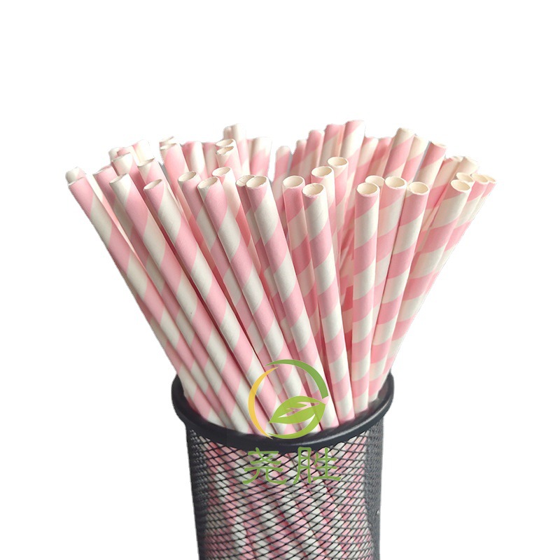 Desechables biodegradables paja de papel Kraft raya colorida decoración del partido postre pastelería bar bebida paja