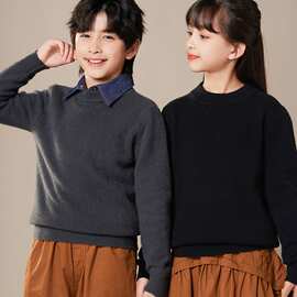 跨境2025秋冬新款7针加厚男女同款童装半高领打底毛衣糖果色学生