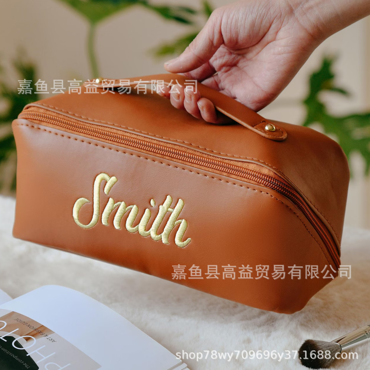 Bolsa de almohada de PU de alta gama, bolsa de cosméticos multicapa, bolsa de almacenamiento para artículos de tocador de viaje, bolsa de almacenamiento de maquillaje gruesa, bolsa de almacenamiento.