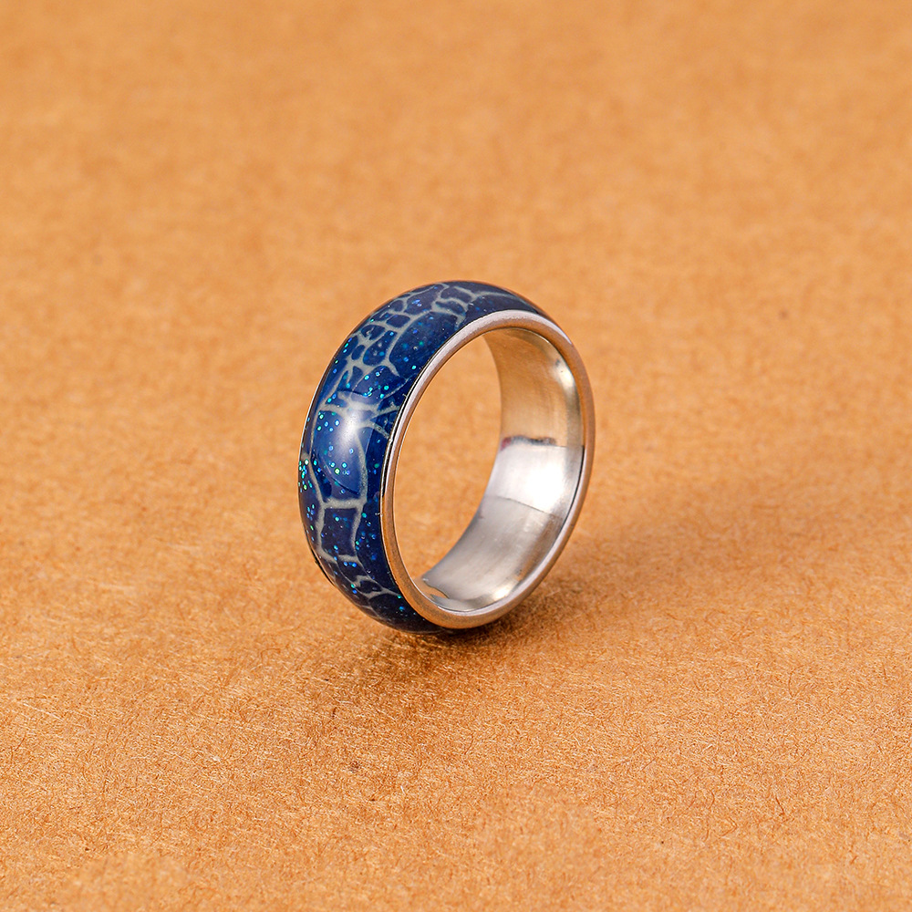 Daily Occasion 304 Stainless Steel Material Simple Style Round 304 Stainless Steel Luminous Epoxy 18K Gold Plated White Gold Plated Women's Rings