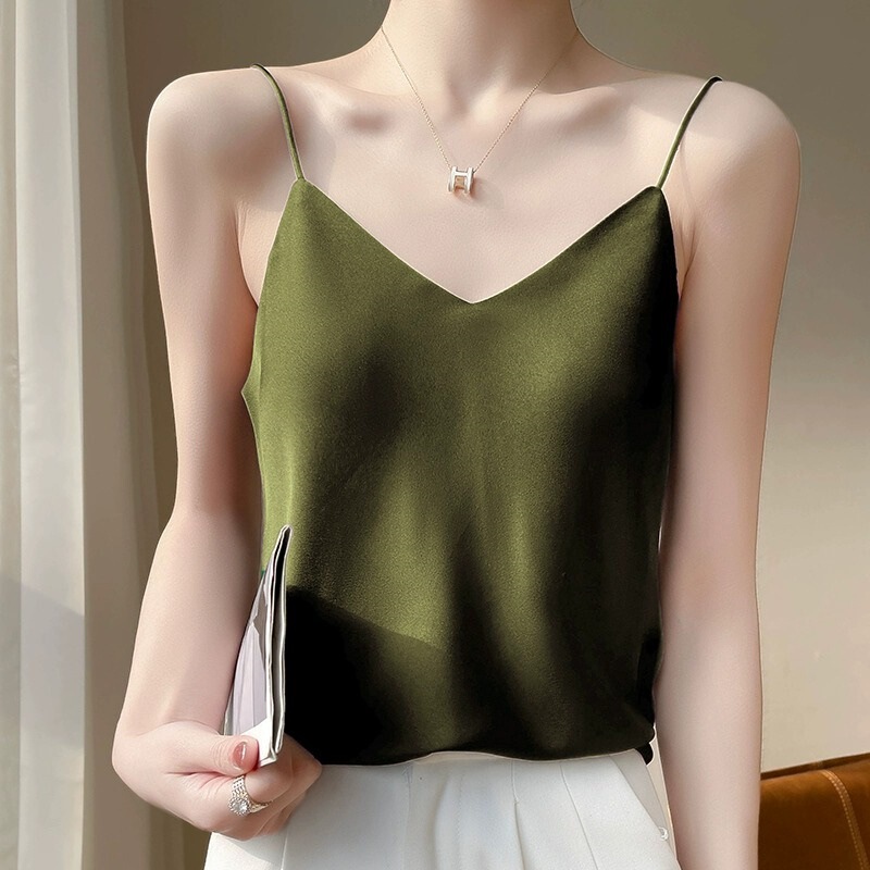 Silk Camisole Women's Inner Suit Base Acetate Satin Summer V-Neck Design Sexy Outer Top