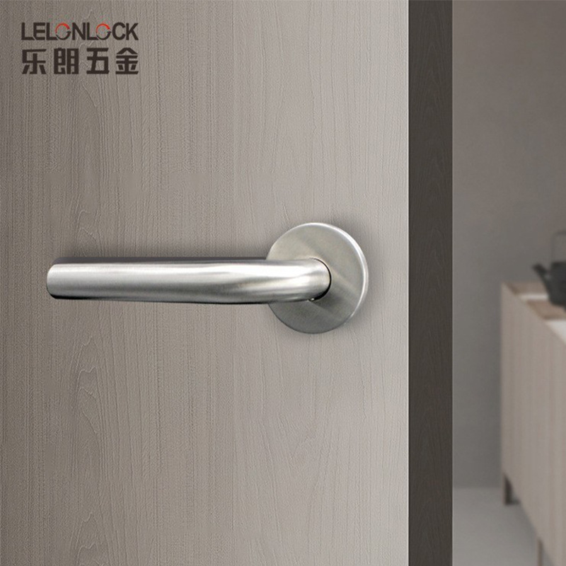 Manija de puerta de un solo codo de acero inoxidable 304 Manija de cerradura ignífuga estándar europea Manija de puerta de madera de baño de dormitorio universal