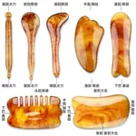 琥珀刮痧按摩七件套 天然树脂刮痧板 拨筋棒 舒缓酸痛