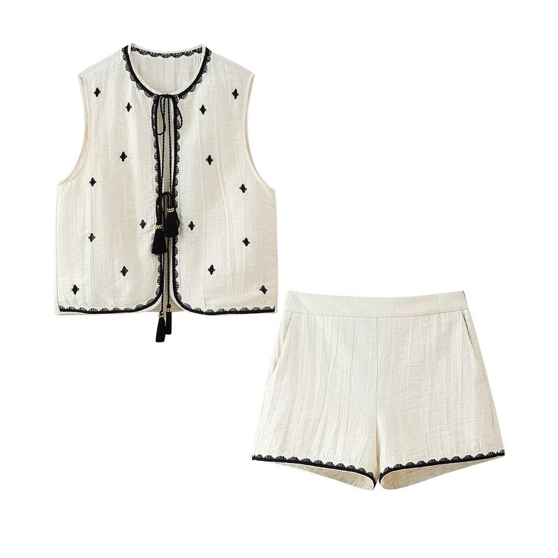 Pb&Za Women's 2025 New French Style Suit Short Chanel-Style Vest Top Shorts 1971150 Pb&Za Women's 2025 New French Style Suit Short Chanel-Style Vest Top Shorts 1971150