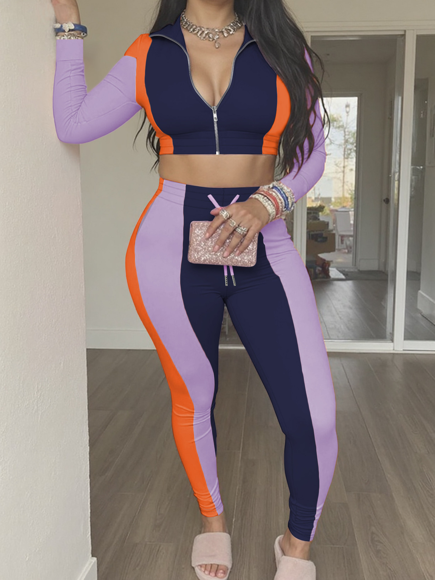Completo donna due pezzi con giacca sportiva e pantaloni_voghion.com
