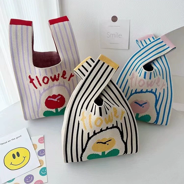 Fashionable design knitted purse, shopping bag