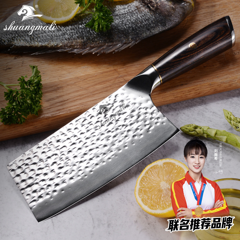 5cr15 martillo forjado patrón cuchillo de cocina hogar cocina color mango de madera cuchillo rebanador cuchillo de acero inoxidable entrega transfronteriza