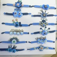 蓝染手链 民族风扎染布艺手链女式厂家批发手工编织复古精致