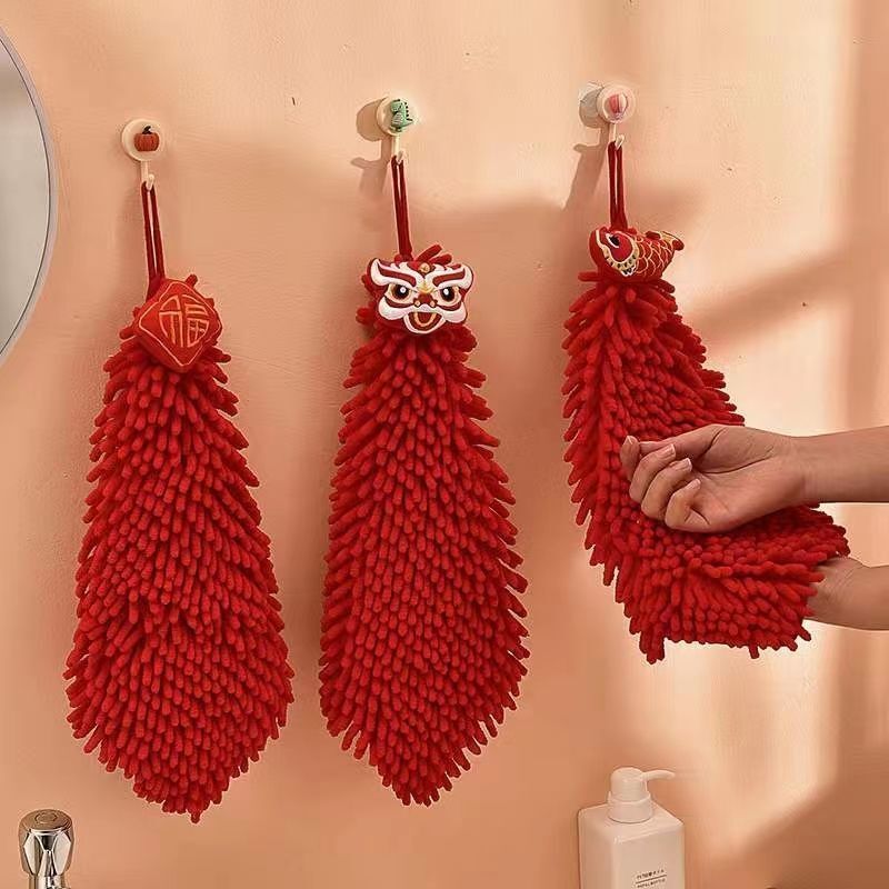 Quick-Drying Hand Towel, Chenille Hanging Type, Cute Kitchen Absorbent Thickened Handkerchief, Bathroom Cleaning Towel