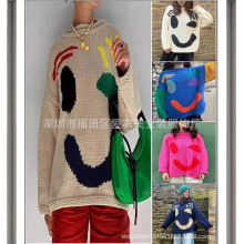 2025秋冬欧美亚马逊eBay跨境上衣提花撞色套头针织毛衣女5色