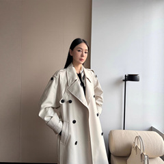 周淼ZHOUMIAO【巴黎旧梦】经典廓形翻领双排扣风衣长款气质外套女