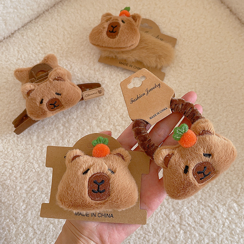 Kapibala Plush Hair Clip Hair Accessory Cartoon Back-Of-Head Bun Clip Ponytail Holder Hair Tie Hair Ring Ornament Pendant Kapibala Plush Hair Clip Hair Accessory Cartoon Back-Of-Head Bun Clip Ponytail Holder Hair Tie Hair Ring Ornament Pendant