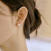 Silver needle, earrings from pearl, silver 925 sample, simple and elegant design, 8mm, wholesale