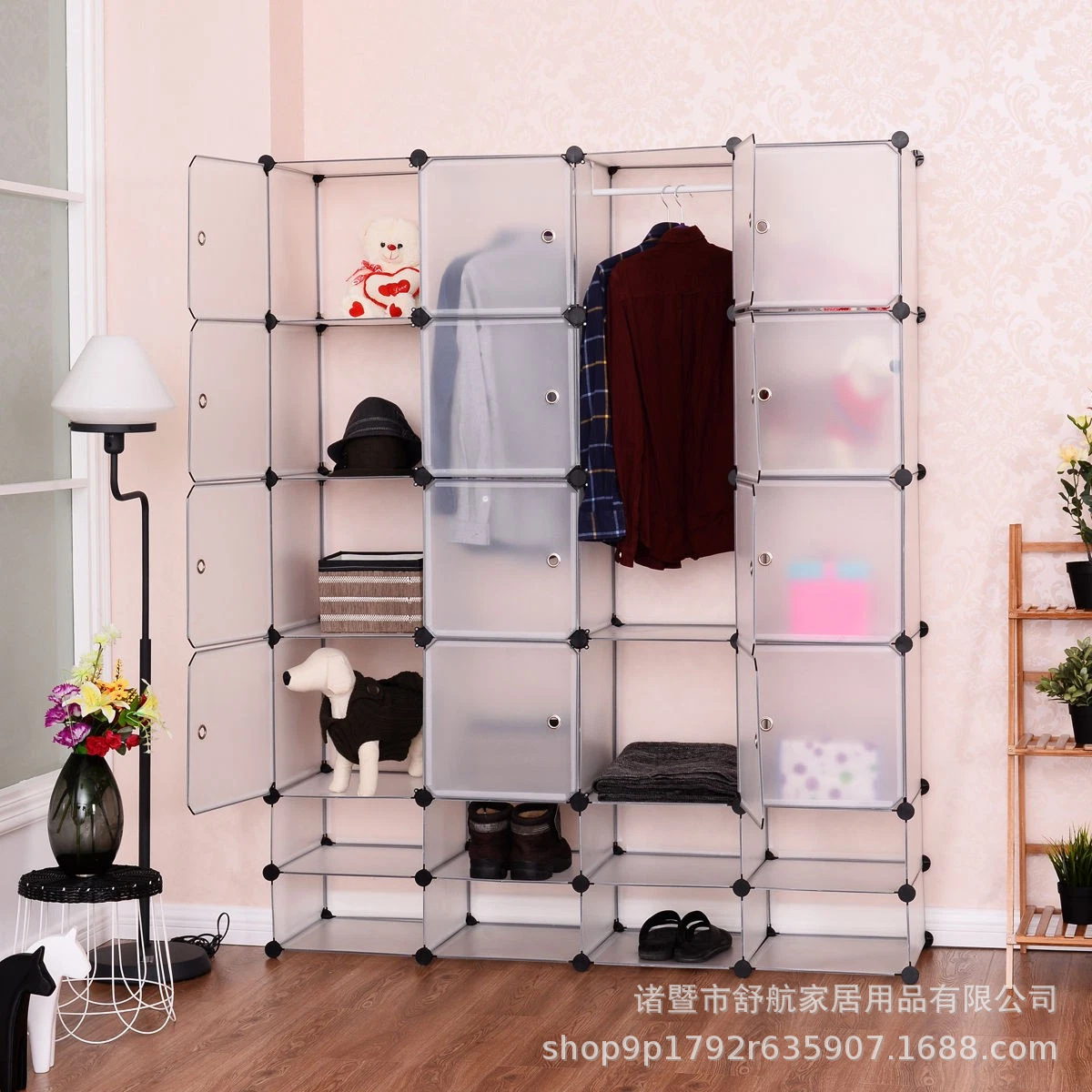 Simple Wardrobe Free Assembly Wardrobe Pp Resin Sheet Cabinet Wardrobe 16 Doors with Shoe Cabinet Simple Storage Cabinet Wholesale