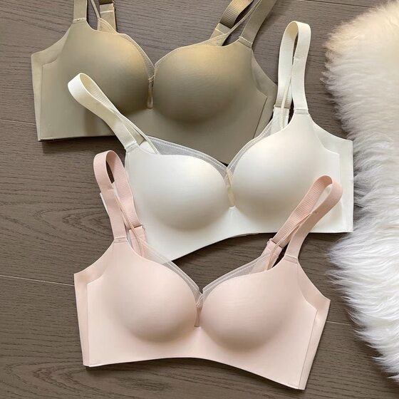 Light Milk Cotton Small Chest Gathering Large No-mark No-steel Ring Upper Collecting Auxilum Anti-sagging Underwear Women's Bra