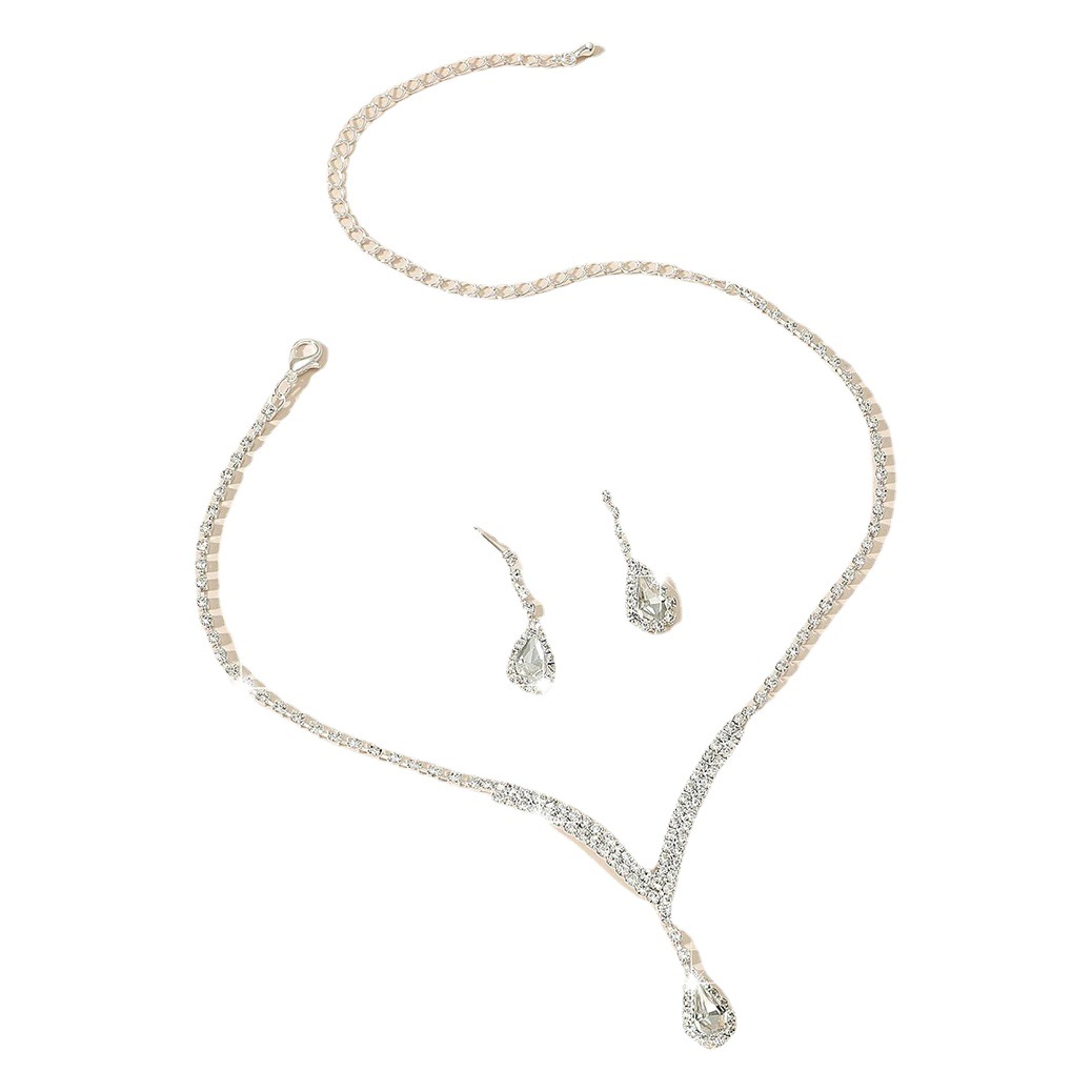 Europeo y americano nuevo colgante en forma de gota collar pendientes traje moda novia traje vestido de noche joyería N6010