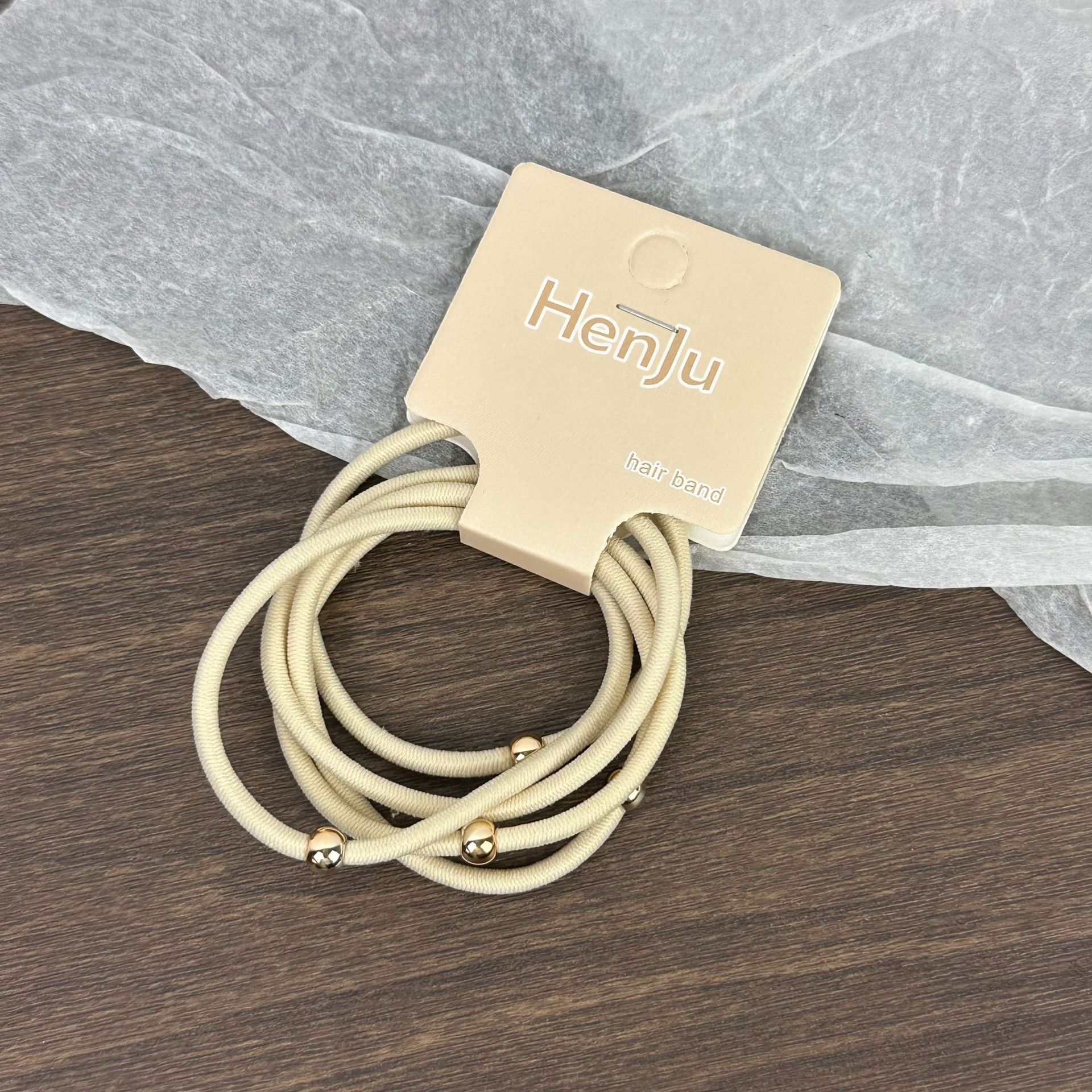 5 pezzi di corda per capelli con perline dorate, super resistente, elastica, semplice, accessorio per capelli con coda di cavallo_voghion.com