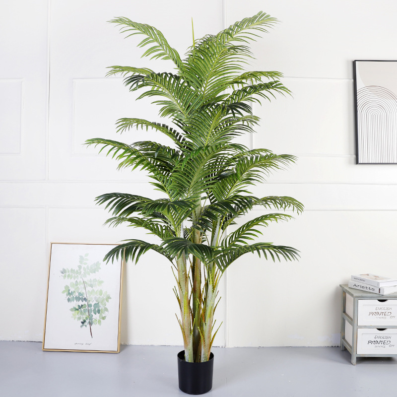 Planta Artificial Grande de Color Verde, Árbol de Girasol Fénix, Palmera Areca Artificial para Interiores, Árbol Artificial Decorativo, Planta Artificial de Girasol Fénix en Maceta