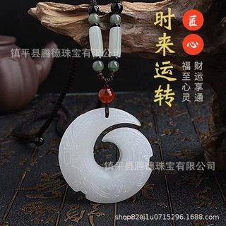 阿富汗白玉时来运转项链男女配饰复古文艺气质长款百搭玉石毛衣链