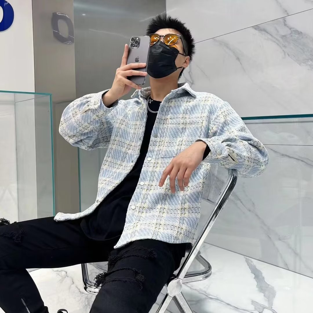 Camisa a cuadros de estilo de Hong Kong para hombres japoneses Tops de principios de otoño Camisa de manga larga de moda para hombres guapos de primavera y otoño