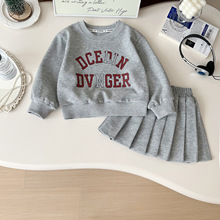 2025秋季新款韩版女童长袖字母印花卫衣短裙套装宝宝半身裙67351