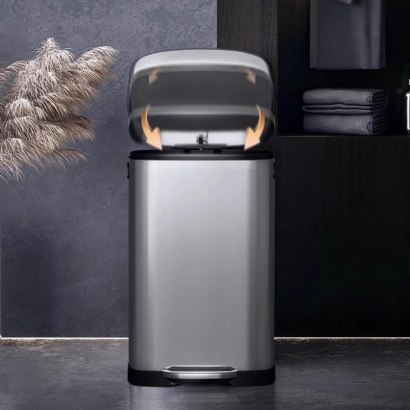 Basurera de acero inoxidable cocina doméstica pie con cubierta hotel oficina comercial super grande capacidad 50 litros