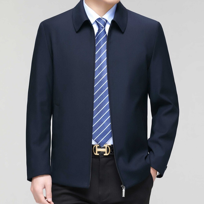 Light Luxury Autumn and Winter Wool Jacket for Men, Middle-Aged and Elderly Dad's Jacket, Business Executive Lapel Anti-Wrinkle Premium Jacket