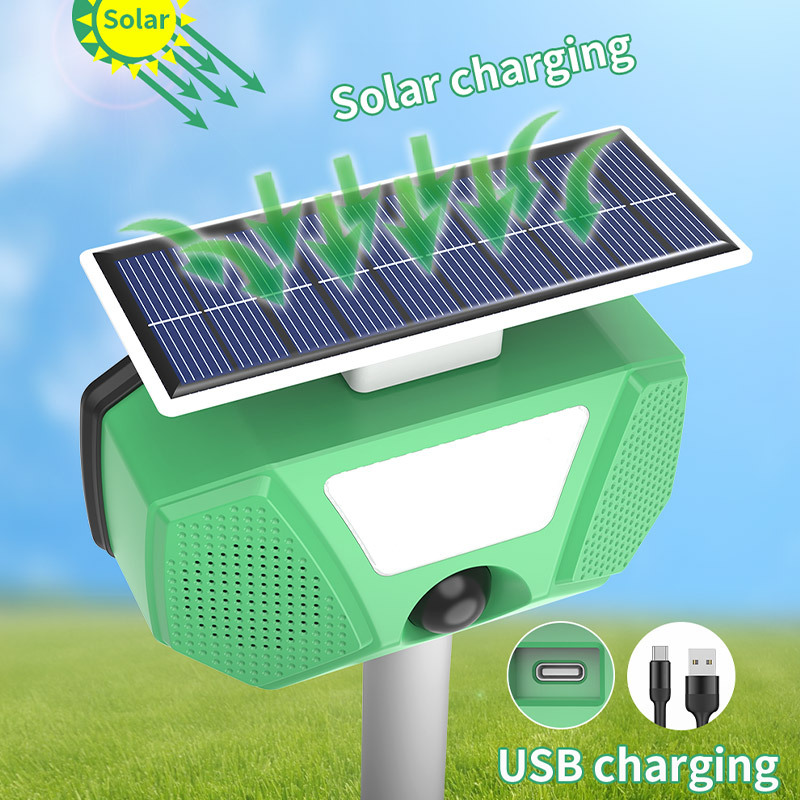 Transfronterizo nuevo animal solar expulsor frecuencia variable ultrasónico ratón expulsor multifunción perro expulsor pájaro expulsor