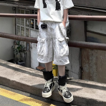 美式高街做脏工装牛仔五分裤男夏季新款小众百搭潮流宽松直筒短裤