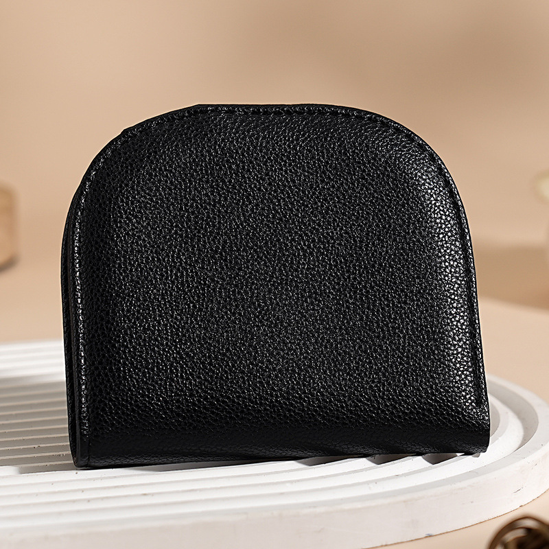 Nuevo medio círculo mini mujer simplista simplista cartera compacta multi-tarjeta de color sólido multi-cartera de cambio corta