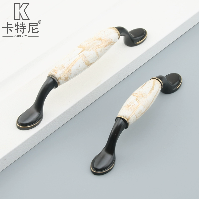 Ll European classical rose gold solid pure copper ceramic handle new Chinese style wardrobe cabinet door drawer all copper pull