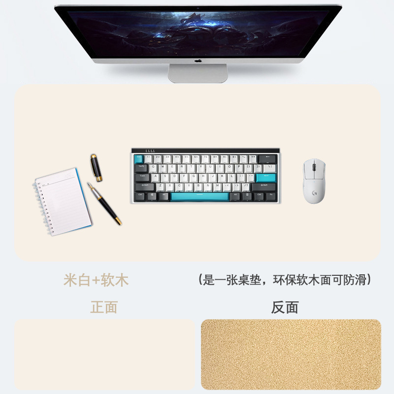 Alfombrilla de ratón de cuero de corcho para uso en la oficina, impermeable y antideslizante, alfombrilla para computadora, alfombrilla para escritorio resistente a las manchas, alfombrilla de ratón extragrande