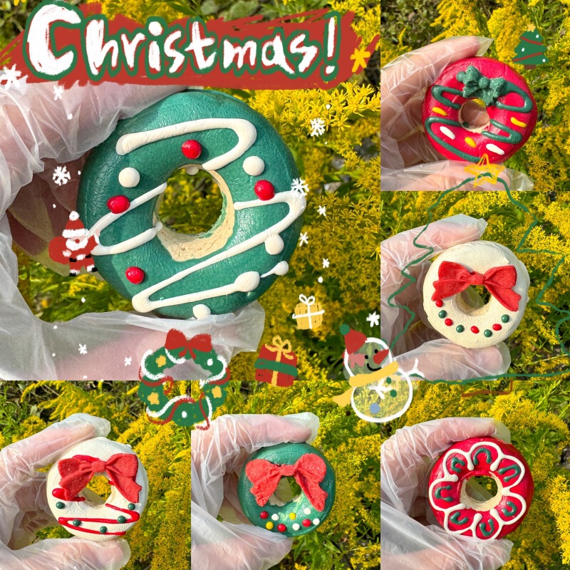 Purely Handmade Christmas Pet Snacks Donuts Dog and Cat Birthday Cake Decoration and Presentation