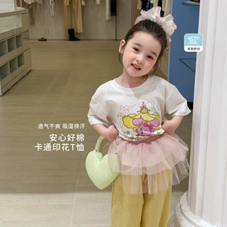 维木童装女童套装短袖夏装薄款休闲卡通儿童衣服A类宝宝t恤防蚊裤