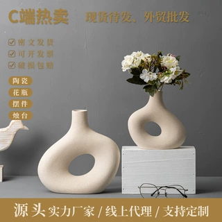 戴蒙欧式艺术白色陶瓷花瓶复古田园风民宿电视柜家居装饰品创意