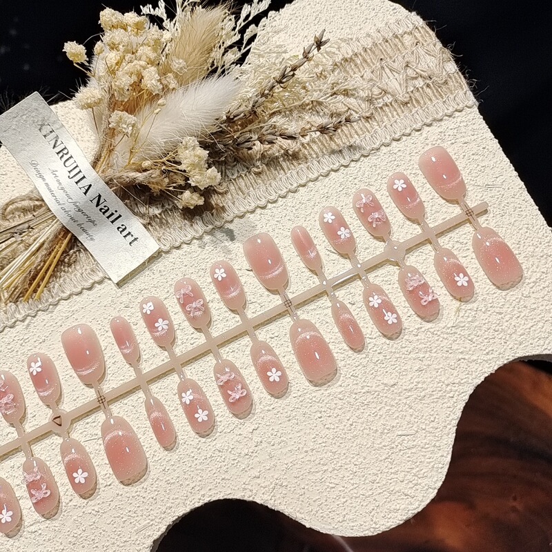 【Peach Blossom Gel】Short Oval Wearable Nails Gentle and Cute, Brightening Skin Tone, Girly Smile Cat Eye Diamond Nail Art Pieces Factory 【Peach Blossom Gel】Short Oval Wearable Nails Gentle and Cute, Brightening Skin Tone, Girly Smile Cat Eye Diamond Nail Art Pieces Factory