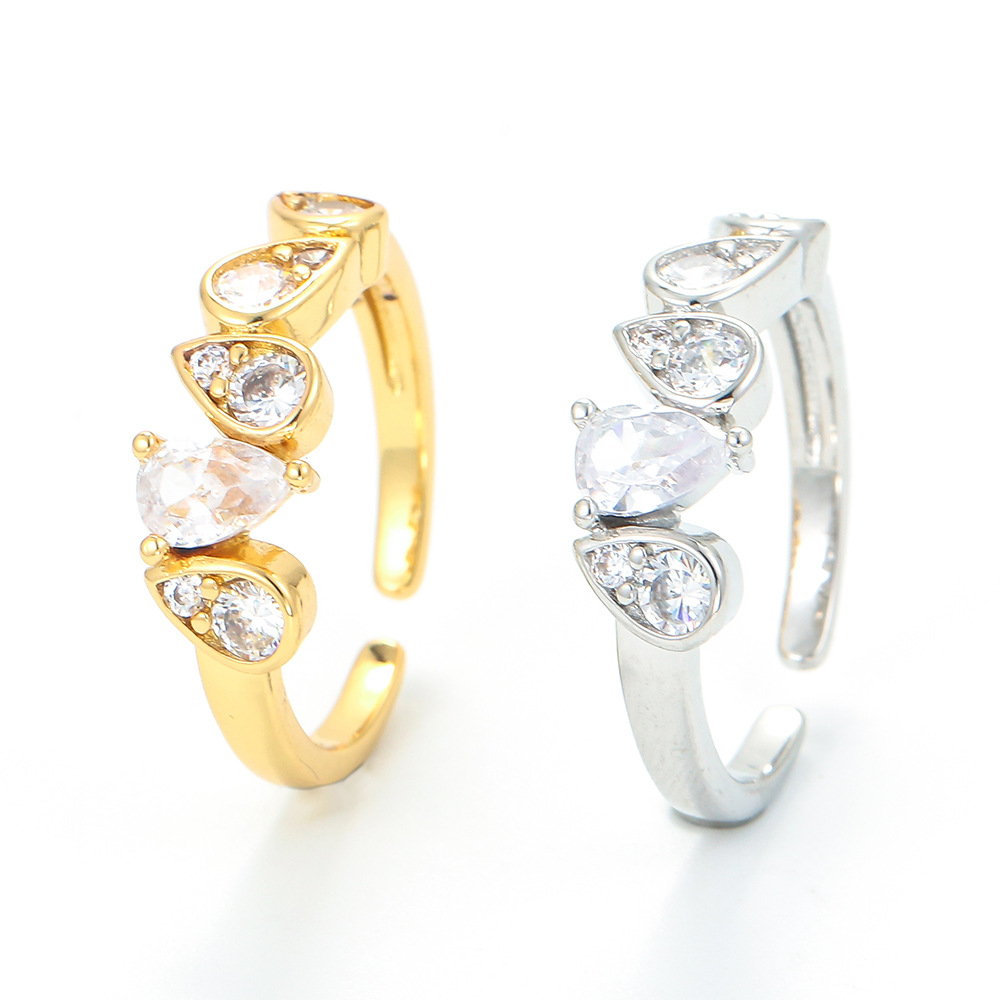 3g Weight Wholesale Fashion Diamond Drop-shaped Copper Ring Nihaojewelry